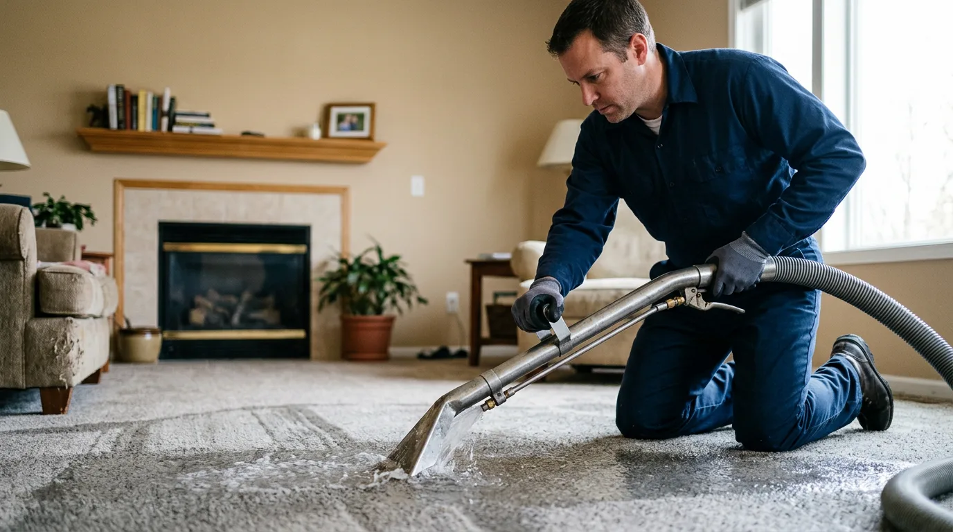 Water damage restoration technician working near High Bridge, WI